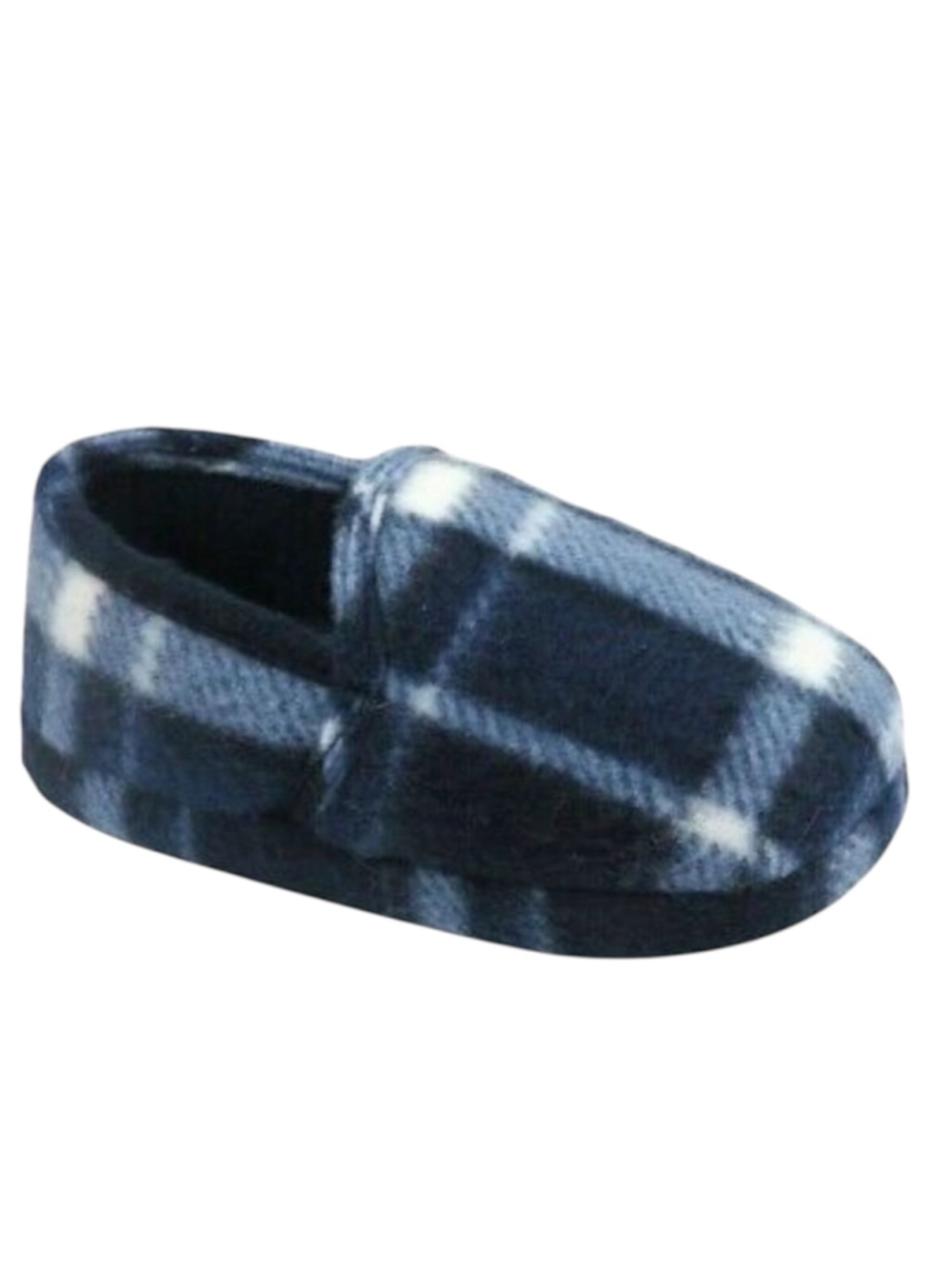 Boys Plaid Fleece Slippers Toddler Size 9 10 Blue Fleece Slip Resistant NWT